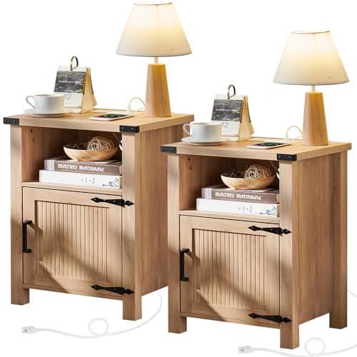 Joaxswe Boho Fluted Nightstand Set of 2 for Bedroom, 18"