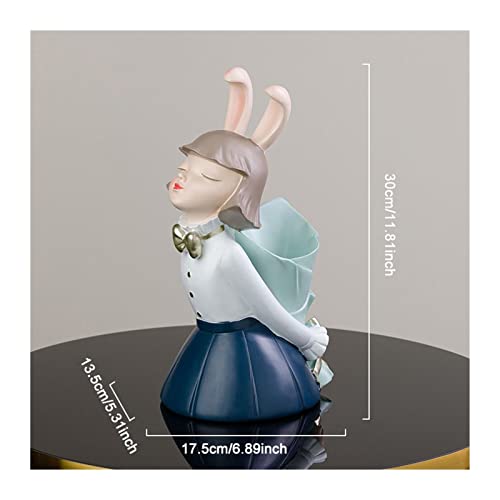 Liudan Décoration de Sculpture Résine Rabbit Girl Sculpture Vase Creative Vase Moderne Maison Salon Salon Desktop Accessoires Ornement (Color : Blue) Cover