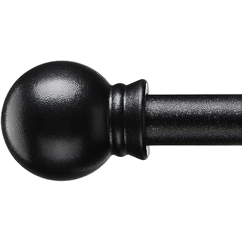CALCHELE Black Curtain Rods for Windows 28 to 48 Inch, 5/8 Inch Small Cafe Curtain Rod Set, Heavy Duty Drapery Curtain Rods for Bedroom kitchen, Rustic Matte Cover
