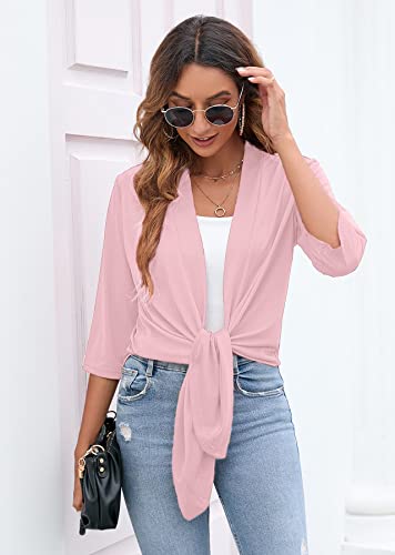Image of Heymoments Women's Lightweight Open Front Cardigans 3 /4 Sleeve Casual Soft Drape Fall Cardigan S-2XL