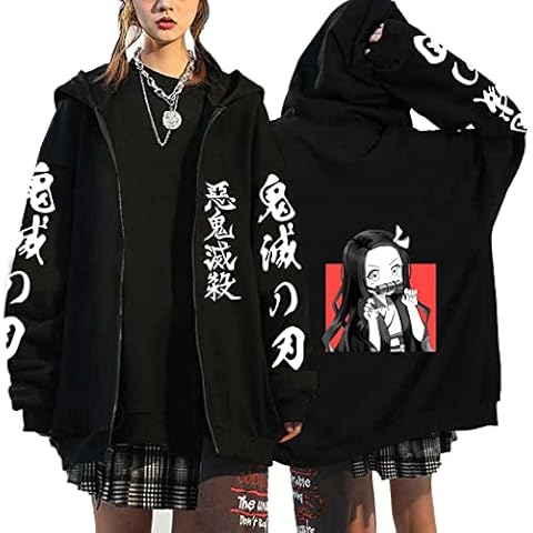 Yisss Men's Women's Zip Up Hoodies Tops Zipper Hoodie Sweatshirt Anime Four Seasons Style Hooded Japanese Anime Cosplay Hoodie Pullover Sweatshirts (Color : Black1588, Size : XXL) Cover
