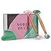 Produktbild NOBLE DUCK Jade Roller Rosenquarz Massagegerät Gesichtsroller mit Gua-Sha Natürlicher Gesichtsroller für Gesichts- und Nacken Massage, Anti-Aging, Straffung, Muskelentspannung