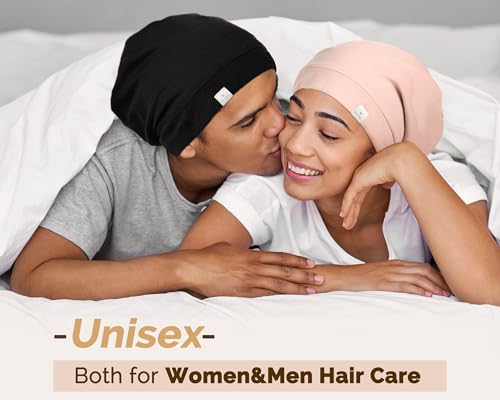 YANIBEST Slouchy Beanie Hat Satin Lined Sleep Cap Satin Bonnet Chemo Headwear Caps for Women and Men Pure Black - Image 6