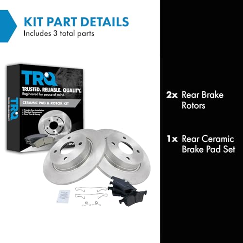 Image of TRQ Rear Brake Pad and Rotor Set Ceramic Solid Rotors | For 2018-2019 Ford EcoSport