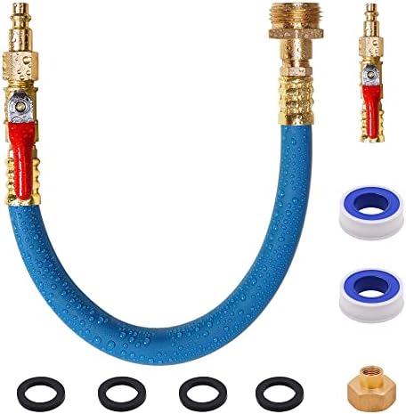 RV Winterize Kit, Sprinkler Winterization Kit with Shut-Off Valve, 16 Inches RV Water Line Winterize Blowout Adapte Air Compressor Quick Connect kit for Motorhome, Camper, Boat, Travel Trailer