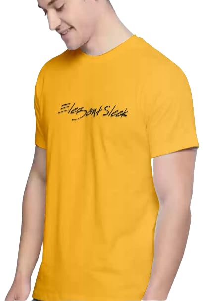 Image of Round Neck Typography Solid Colour Men's T-Shirt