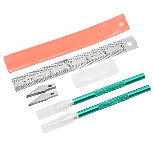 Cuchillo Exacto, Antideslizante, Cuchillo de Hobby de Control Preciso, Multipropósito, Fácil de Reemplazar para Manualidades para Cuenta Manual (Verde)
