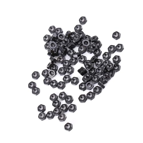 Tuerca M2-M5, 100 piezas, tuercas ciegas negras, forma hexagonal, tuercas hexagonales de acero al carbono, cinco tamaños comunes, tuerca para electrodomésticos y oficinas, equipos (M2)