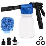 Schaumpistole Autowäsche 900 ML, 2 in 1 Einstellbar Schaumlanze mit Handschuhe Schnee Schaumsprüher Für Autowäsche Waschen Motorradgärten GartenbewäSserung