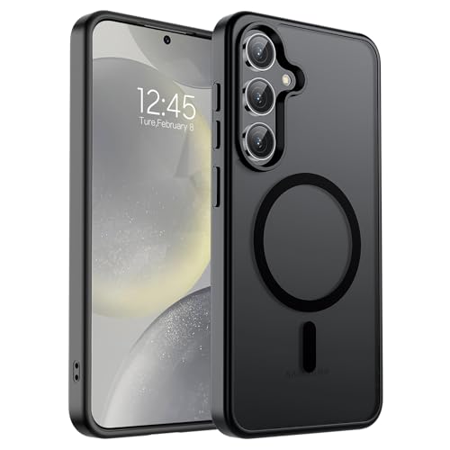 SUPFINE Magnetic for Samsung Galaxy S24 Plus Case / S25 Plus Case(Compatible with MagSafe) (Military Grade Drop Protection) Slim Translucent Shockproof Phone Case,Black