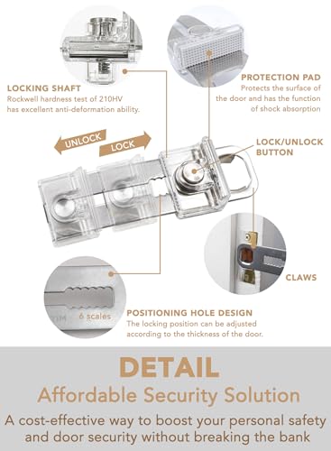 Greatim Portable Door Lock for Travel Hotel Safety, Stainless Steel Security Lock, Compact Safety Lock for Room Door, Universal Portable Travel Door Lock for Room Security