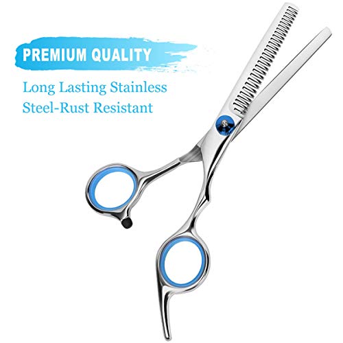 Foto von Haarschere Effilierschere Profi, Extra Scharfe Modellierschere mit Gezahnt, Edelstahl Präziser Schnitt Friseurschere zum ausdünnen, Perfekter Haarschnitt für Kinder Damen/Herren - mit kamm