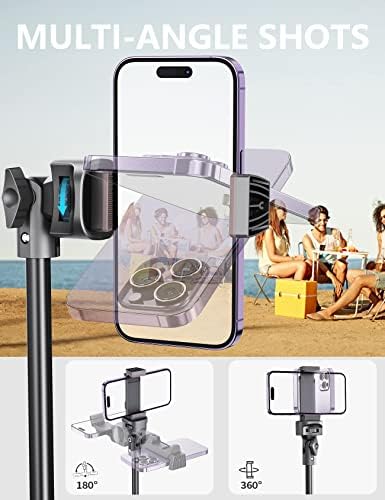 Pnitri 67'' Phone Tripod Stand with Remote, Extendable Aluminum Ultra-long Selfie Stick Tripod with Remote Stable Cellphone Tripod for iPhone/Samsung, DSLR Camera etc(Matte Black)