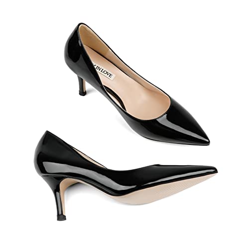 Joy In Love Women's Shoes Low Heels Pointy Toe Kitten Heel Daily Pumps Black 7 Us #TOP3