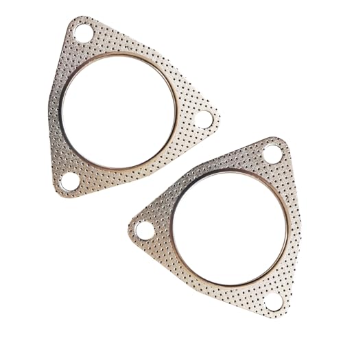 lekiliky 2PCS Car Exhaust Gasket, 3-bolt Exhaust Flange Washer, High-temperature & High-pressure Resistant Vehicle Manifold Muffler Catalytic Converter Gasket, for Most Cars, Trucks, SUVs (Silver)