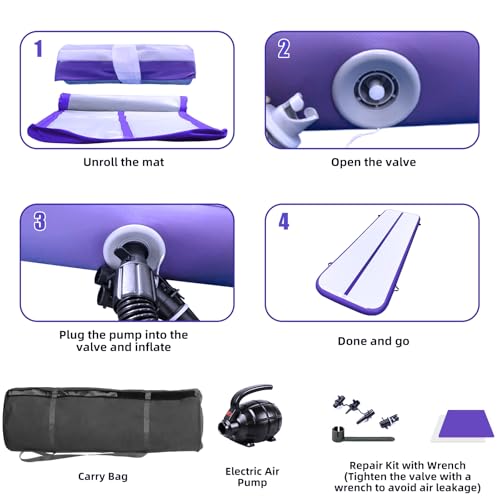 GONFLABLE 20ft Inflatable Gymnastics Mat 4 Inches Thich Training Tumbling Tracks Mats with Electric Pump Air Tumbling Mat for Home Use/Training/Yoga/Cheerleading/Outdoor/Water by GONFLABLE - Image 5