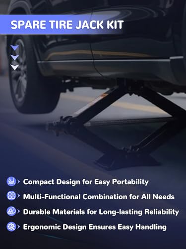 Image of Spare Tire Jack Kit Compatible with 2004-2018 F150, Scissor Jack 2.5 Ton Heavy Duty Lifting Jack & Spare Tire Lug Wrench Tool Kit Replacement Tire Repair Tool