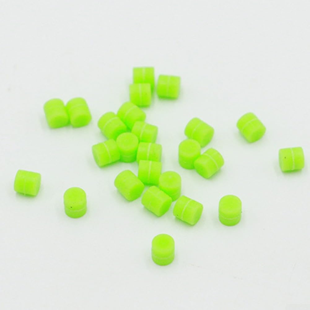 Vasiumic Fluorescent Silicone Strips for Sea Fishing - Lumi Glo Attractor Beads 4/5.5/6/8mm Glow-in-the-Dark Silicon Bait for Sabiki Rigs, Fish Skew(CYLINDRICAL 25 PCS)