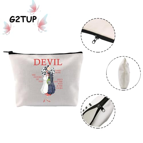 AKTAP Villains Cruella Gift Cruella Deville Inspired Makeup Cosmetic Bag Black and White Haired Villain Style Bag (Villains Cruella Zipper Bag) - Image 3