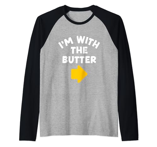 I'm with the Butter Simple Last Minute Halloween Costume Maglia con Maniche Raglan