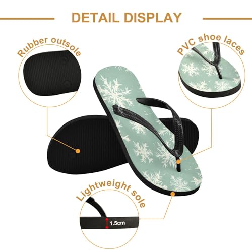 CEBUGI Unisex Flip Flop -Flat Sandal -NonSlip Couple Slippers -Natural Rubber Foam Soles Ultimate Comfort and Durability for Indoor Outdoor|White Snowflake2