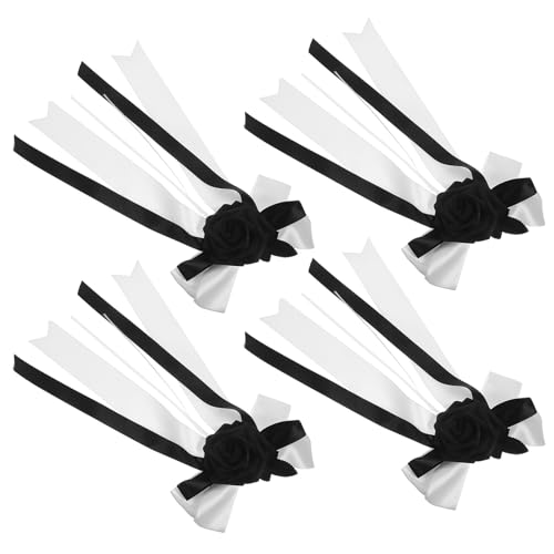 OUNONA 4 Pezzi Di Decorazione Di Simulazione Fiocco Nero Decorazione A Tema Per Funerali Fiocco Per Auto