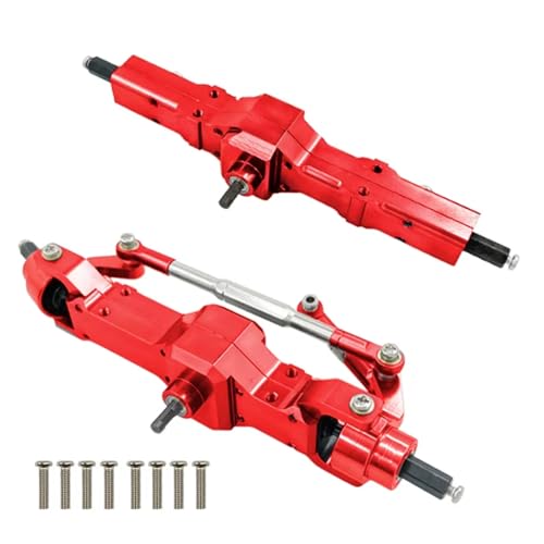 RC�t�����g���A�A�N�X���Z�b�g For WPL C14 C24 B14 B24 B16 B36 1/16 RC �J�[�g���b�N�p ���b�N�N���[���[�g���b�N�p RC�J�[�p�[�c ���^���t�����g�~�h�����A�u���b�W�A�N�X���M�A�{�b�N�X(Red 4WD)