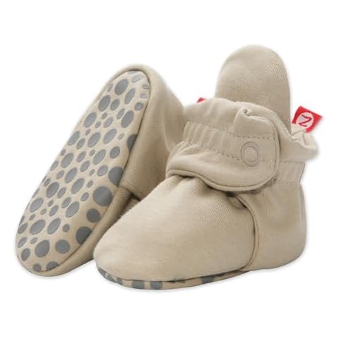 Zutano Unisex Organic Cotton Baby Booties With Gripper Soles, Khaki, 12M Cover