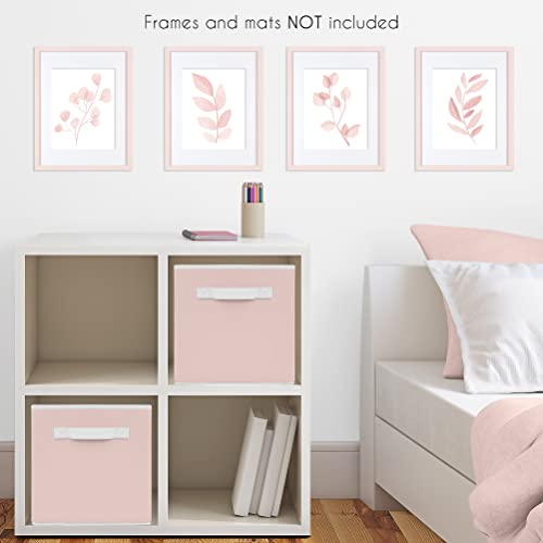 Image of Sweet Jojo Designs Blush Pink and White Floral Leaf Wall Art Prints Room Decor for Baby, Nursery, and Kids - Boho Chic Bohemian Watercolor Botanical Flower Woodland Tropical Single Flower - Set of 4