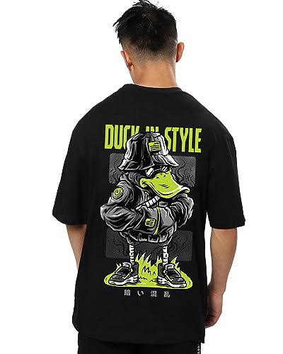 Image of Mens Oversized Printed Half Sleeve Branded Cotton T-Shirt for Mens || Back Printed t Shirts for Men || Oversized t Shirts for Men