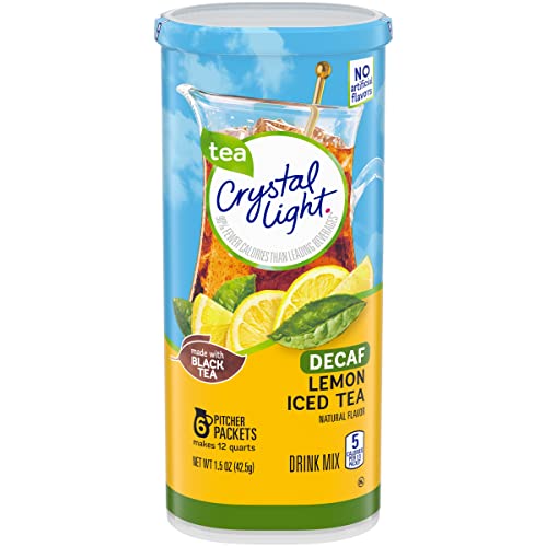Crystal Light Lemon Decaf Iced Tea Natural Flavor Drink Mix, 12-Quart Canister (Pack of 6)