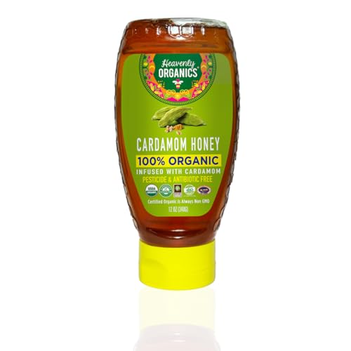 Heavenly Organics Cardamom Infused Honey, 100% Organic | Raw Honey
