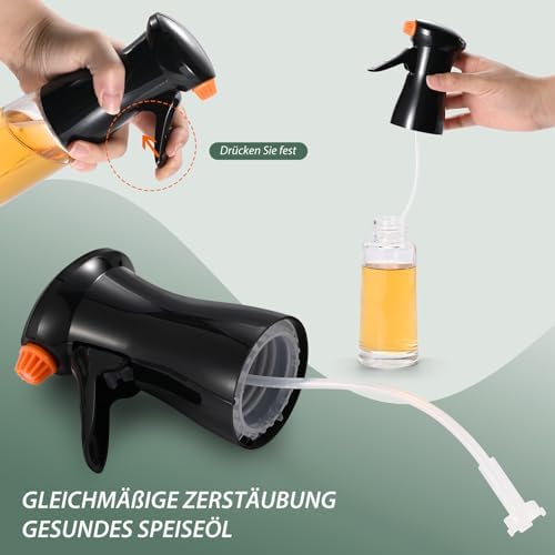 Oinvs Oil Sprayer,Oil Spray Bottle 210ml,Oil Spray and 2 Pieces Improved Nozzle,Spray Bottle,Olive Oil Spray,Oil and Vinegar Dispenser for Cooking, BBQ, Grilling, Pasta, Salads, Baking