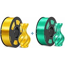 3D Printer Silk Filament, SUNLU Shiny Silk PLA Filament 1.75mm,Smooth Silky Surface,Great Easy to Print for 3D Printers,Dimensional Accuracy +/- 0.02mm, Silk Light Gold and Green1KG