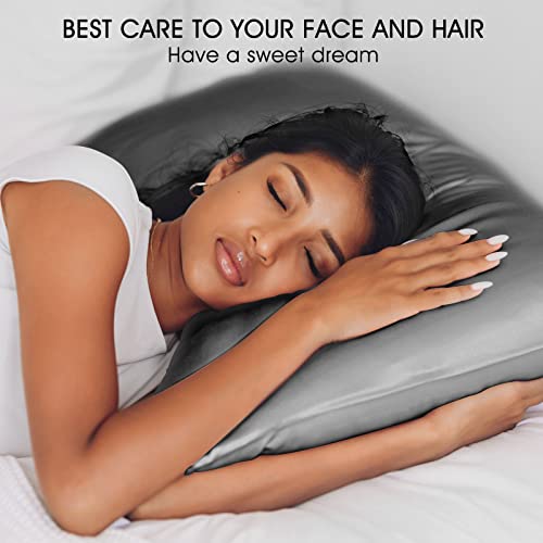 Silk Satin Pillowcases For Hair - Bpc Bed Pillow Cases King Size Set Of 2 For Hair And Skin, Satin Pillowcase 20X40 Inches, Pillow Covers With Envelope Closure, Breathable, Skin-Friendly(Grey) #TOP4