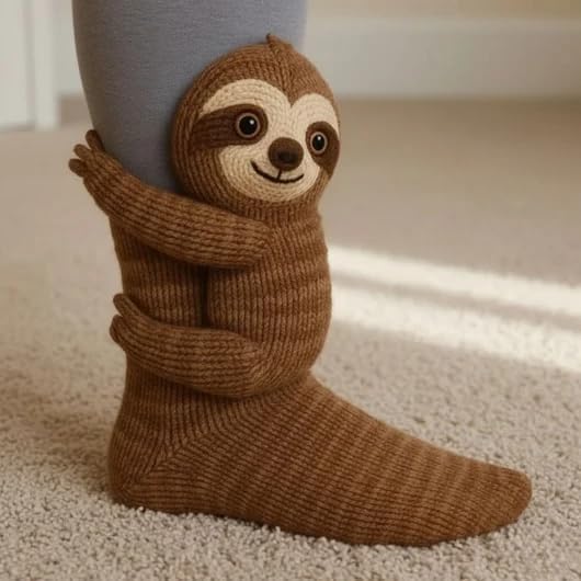 SWZEC Olygee Hug Hug Socks - 3D Knit Sloth Sock with Ankle Hug, Cozy Novelty Animal Socks, Non-Slip Combed Cotton — view 2
