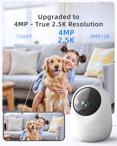Image of 4MP Pet Camera Indoor Security Camera Plug-in 360 Pan Tilt, 5G /2.4G | with Speaker for Dog /Cat Baby Monitor | with Phone App | Motion Tracking, 2-Way Talk,Cloud & SD Card Storage, Upgrade Wi-Fi 6