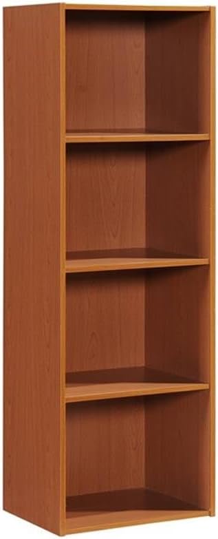 Pemberly Row 4-Shelf Wooden Bookcase, Black Finish, 47.36 in H x 15.91 in W, Slim Multipurpose Storage Unit for Home Office, Bedroom, Living Room or Entryway Organization