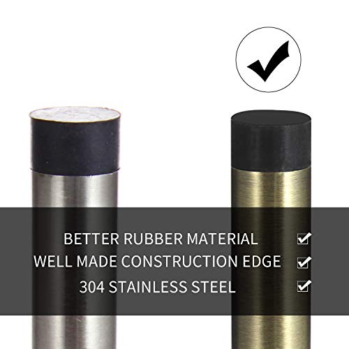 Orhemus Decorative Door Stoppers - 3.5 Inch 304 Stainless Steel Heavy Duty Door Stops With Rubber Tip Bumper For Wall And Door Protection Sound Dampening 2 Pack Antique Brass #TOP5
