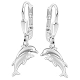 Silberschmuck für große oder kleine Delfinfreunde: ein Paar silberne Ohrringe mit Delfinmotiv gesamt ca. 20 mm lang