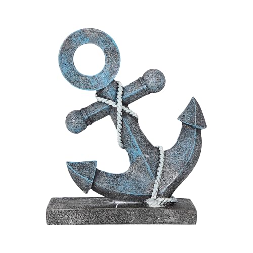 Estatua Decorativa Náutica Ancla Azul en Resina