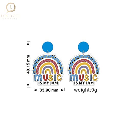 Locrccl Teacher's Day Dangle Earrings For Women Love Glitter Acrylic Apple Rainbow Earrings Back To School Earrings For Teacher Appreciation Gifts (B) #TOP1