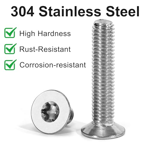 Tunejoy 20 Stück Senkkopfschrauben Torx M8 x 25 mm Senkschrauben Edelstahl A2 V2A Maschinenschrauben Senkkopf Innensechskant Vollgewinde mit T40 Inbusschlüssel