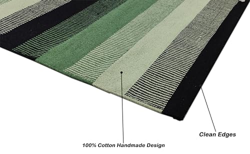 Image of Minimalist Cotton Runner - 2x5 ft Flatweave Rug for Hallway, Kitchen & Compact Layouts