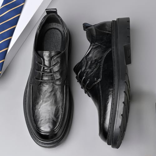 Men's Retro Leather Platform Lace Up Dress Oxford Derby Shoes Casual Round Toe Business Work Walking Shoes for Office Formal Party Wedding4