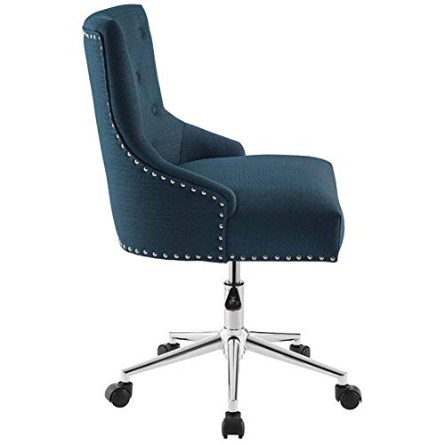 Modway Regent Tufted Button Upholstered Fabric Swivel Office Chair With Nailhead Trim In Azure #TOP2