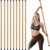 Hiboom 6/9 Pcs 5ft Yoga Stick Natural Bamboo Black Exercise Stick with Non-Slip Rubber Ends Stretching Tool Posture Corrector Stretch Tool for Flexibility, Workout, Balance Fitness(9 Pcs,Bamboo)
