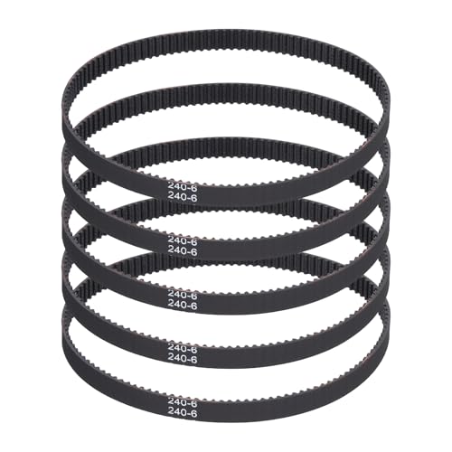 MECCANIXITY 240mm GT-2 Timing Belt, 5pcs 6mm Width 2mm Pitch 3D Printing GT-2 Timing Belt Closed Loop Rubber, Black