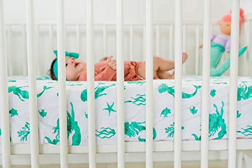 100% Cotton Fitted Crib Sheet - Premium Baby Bedding - Soft, Breathable & Durable - Mermaid Print #TOP2