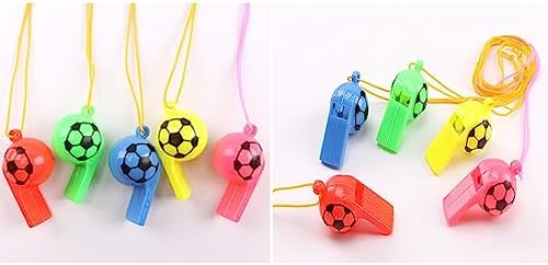 Bohue Football Whistles Colored Plastic Whistle Referee Whistle World Cup Toy Soccer Party Supplies for Kids (25)